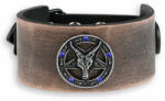 Leather & Steel Fashion Brăţară Baphomet - brown - crystal blue - LSF1 62-b