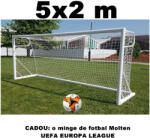 Anastasia & P-Sport Poarta fotbal 5x2 m, mobila, aluminiu, profil 120x100 mm + minge fotbal Molten cadou (FL2.3)