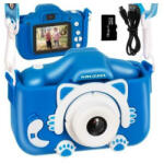 Kruzzel Aparat foto digital pentru copii Kitty, 2 inch, 3MP, card 16GB Kruzzel MY18070 (MY18070_Albastru) - babyneeds