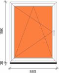  90×120 Bukó-nyíló műanyag ablak 3 rétegű üveggel (2499)