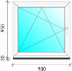  100×100 Bukó-nyíló műanyag ablak (2521)