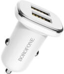 BOROFONE autós töltő - 2x USB 2, 4A - Fehér