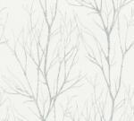  Téli természeti kép - fák ágai gallyai törtfehér világosszürke és ezüst fémes hatás tapéta (37260-2)