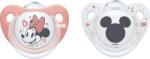 Nuk Suzete din silicon NUK - Mickey and Minnie, roz și alb, 2 bucăți, 6-18 luni + cutie (10736124)
