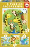 Educa Puzzle Educa 4 in 1 - Animale salbatice (EDU17147) Puzzle
