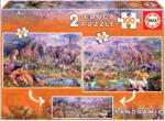 Educa Puzzle Educa din 2 x 100 de piese - Wild Animals (EDU18606) Puzzle