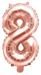 Partydeco Számos lufi 14" (35cm) fólia szám, számjegy 8 csak levegővel tölthető, Rosegold (LUFI442921)