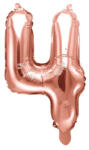 Partydeco Számos lufi 14" (35cm) fólia szám, számjegy 4 levegővel tölthető, rosegold (LUFI992987)