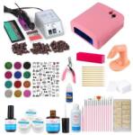 Girls Corner Kit unghii false, Lampa unghii UV 36 w, pila electrica unghii 20.000 rpm, si 440 accesorii nail art pentru manichiura si pedichiura