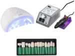 Girls Corner Kit unghii false, Lampa LED, Model SUN ONE, 48 W, Freza electrica profesionala, 20.000 rpm, si Set 13 capete de lucru universale