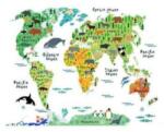  Sticker Autocolant Decorativ Harta Lumii si Animalele