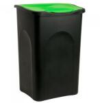 Caerus Capital Cos gunoi cu capac, Plastic, Negru / verde, 50 litri Cos de gunoi
