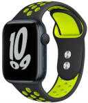 Apple Watch 1-6, SE, SE (2022) (42 / 44 mm) / Watch 7-9 (45 mm) / Watch Ultra (49 mm), szilikon pótszíj, állítható, lyukacsos, TP SoftBand, fekete/zöld