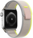 Apple Watch 4-6, SE, SE (2022) (42 / 44 mm) / Watch 7-9 (45 mm) / Watch 10 (46 mm) / Watch Ultra 1-2 (49 mm), textíl pótszíj, nylon, állítható, légáteresztő, TP Nylon, bézs/sárga