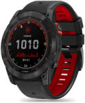  Garmin Fenix 3 / 3 HR / 5X / 5X Plus / 6X / 6X Pro / 7X, szilikon pótszíj, állítható, kétszínű, TP IconBand Pro, fekete/piros