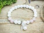 R. M. ékszer Angyali Amor rózsakvarc és hegyikristály ásvány karkötő (14136-RM-19)