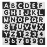RicoKids Salteluta de joaca cu litere si cifre, 180 x 180 cm, Alb - Negru, Ricokids