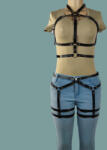 eross set Belts Top and Suspenders S/M Black
