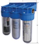 TITAN Filtre de apa TITAN 3 x 10, cu ½, in linie pentru filtrare mecanica cu 3 cartuse filtrante - nylon + polipropilena + carbune activ Filtru de apa bucatarie si accesorii