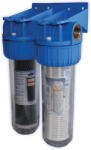 TITAN Filtre de apa TITAN 2 x 10, cu 1, in linie pentru filtrare mecanica cu 2 cartuse filtrante - nylon + carbune activ Filtru de apa bucatarie si accesorii