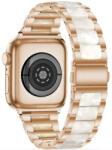 Apple Watch 4-6, SE, SE (2022) (38 / 40 mm) / Watch 7-9 (41 mm), fém pótszíj, TP Modern, arany/fehér