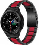 Samsung Galaxy Watch 4 / 5 / 5 Pro / 6 (40 / 44 / 45mm) / Watch 4 Classic / 6 Classic (42 / 43 / 46mm), fém pótszíj, TP Stainless, fekete/piros - tok-shop