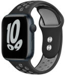 Apple Watch 1-6, SE, SE (2022) (42 / 44 mm) / Watch 7-9 (45 mm) / Watch Ultra (49 mm), szilikon pótszíj, állítható, lyukacsos, TP SoftBand, fekete/szürke - pixato