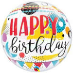 Qualatex Szülinapi Bubbles lufi 22" 56cm Happy Birthday (LUFI317005)
