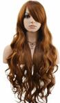 Női Barna Hosszú Hullámos Göndör Női Cosplay Paróka 80 cm