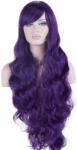 Női Lila Hosszú Hullámos Göndör Női Cosplay Paróka 80 cm