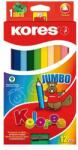 Kores Set de creioane colorate Jumbo triunghiulare groase (12 bucăți) (93512)