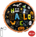 Mezőfi Team Kft Fólia lufi, 18"/46 cm, Happy Halloween - narancs-fekete