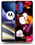 Picasee Husă neagră din silicon pentru Motorola Moto G51 - Flowers and Berries
