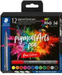 STAEDTLER Marker pensula STAEDTLER Pigment Arts Pen, Basic Colours, 12 buc/set