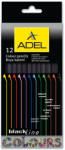ADEL Creioane Colorate Lemn Negru 12 Culori Adel