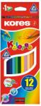 Kores Creioane Colorate 12 Culori + Ascutitoare Triunghiulare Kores