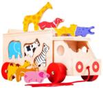 Bigjigs Toys Mașină din lemn cu animale (DDBJ300)
