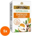 TWININGS Set 5 x Ceai Twinings Verde Superblends Energise, 18 Plicuri x 2 g