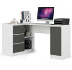 AKORD Sarok íróasztal - Akord Furniture - 155 cm - fehér / szürke (bal)