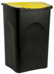 Caerus Capital Cos gunoi cu capac, Plastic, Negru/Galben, 50 L - Caerus Capital Cos de gunoi