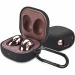 Samsung Galaxy Buds Pro / Buds2 / Buds2 Pro / Buds FE / Buds Live tartó - fekete szilikon tok karabinerrel