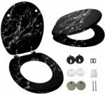 Pepita Scaun de toaletă Pepita MDF cu capac cu închidere lentă - Picături de apă - negru (P7255)