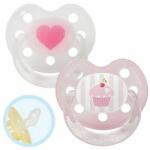 Baby-Nova Suzeta din silicon cu inel Baby-Nova - marimea 1, inimă și cupcake, 2 bucăți (28220)