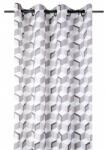 Stof Draperie alba STAIRS cuburi gri-bej