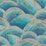 As Creation Tapet abstract Valuri albastru-auriu