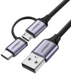 UGREEN USB 2 az 1-ben UGREEN Type-C / Micro USB kábel, QC 3.0, 1 m (fekete)