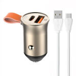 LDNIO C509Q USB, USB-C 30W Car charger + USB-C cable Cable