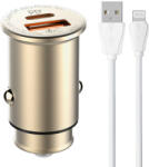 LDNIO C506Q USB, USB-C Car charger + Lightning Cable