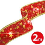 Familly Christmas Panglică LED de Crăciun - roșie - 2 m x 5 cm - 2 x AA (58933A)