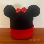  Minnie pamut átmeneti sapka fülekkel, édes masnival - Fekete/piros
